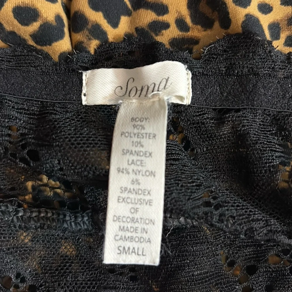 Soma Lace Red Bow Animal Print Maxi Nightgown Size XS